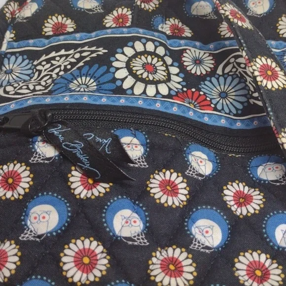 Vera Bradley Large Night Owl Blue Black Shoulder Bag laptop - Picture 5 of 9